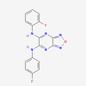 molecular formula C16H10F2N6O B5760246 N-(2-fluorophenyl)-N'-(4-fluorophenyl)[1,2,5]oxadiazolo[3,4-b]pyrazine-5,6-diamine 