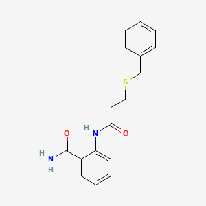 molecular formula C17H18N2O2S B5760302 2-{[3-(benzylthio)propanoyl]amino}benzamide 
