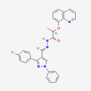 molecular formula C28H22FN5O2 B5760393 N'-{[3-(4-fluorophenyl)-1-phenyl-1H-pyrazol-4-yl]methylene}-2-(8-quinolinyloxy)propanohydrazide 