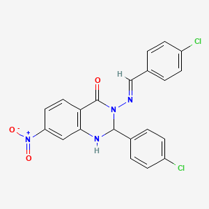 3-[(4-chlorobenzylidene)amino]-2-(4-chlorophenyl)-7-nitro-2,3-dihydroquinazolin-4(1H)-one