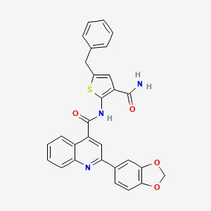 molecular formula C29H21N3O4S B5760522 N-[3-(aminocarbonyl)-5-benzyl-2-thienyl]-2-(1,3-benzodioxol-5-yl)-4-quinolinecarboxamide 