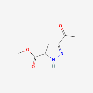 molecular formula C7H10N2O3 B576054 Methyl 3-acetyl-4,5-dihydro-1H-pyrazole-5-carboxylate CAS No. 186790-84-1