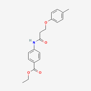 molecular formula C19H21NO4 B5760562 ethyl 4-{[3-(4-methylphenoxy)propanoyl]amino}benzoate 