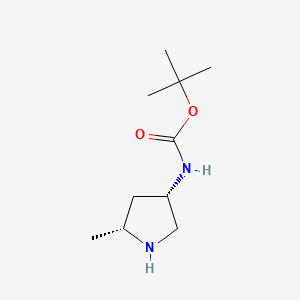 molecular formula C10H20N2O2 B576060 (3S,5R)-(5-Methyl-pyrrolidin-3-yl)-carbamic acid tert-butyl ester CAS No. 181141-39-9