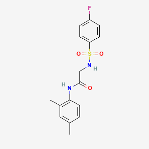 molecular formula C16H17FN2O3S B5760654 N~1~-(2,4-dimethylphenyl)-N~2~-[(4-fluorophenyl)sulfonyl]glycinamide 