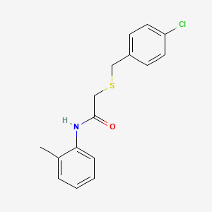 molecular formula C16H16ClNOS B5760683 2-[(4-chlorobenzyl)thio]-N-(2-methylphenyl)acetamide 