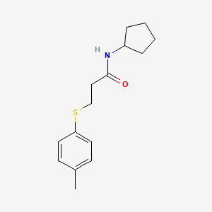 molecular formula C15H21NOS B5760741 N-cyclopentyl-3-[(4-methylphenyl)thio]propanamide 