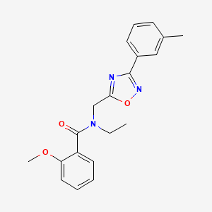 molecular formula C20H21N3O3 B5760743 N-ethyl-2-methoxy-N-{[3-(3-methylphenyl)-1,2,4-oxadiazol-5-yl]methyl}benzamide 