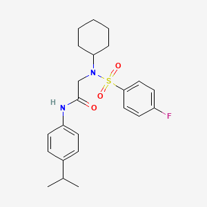 molecular formula C23H29FN2O3S B5760788 N~2~-cyclohexyl-N~2~-[(4-fluorophenyl)sulfonyl]-N~1~-(4-isopropylphenyl)glycinamide 