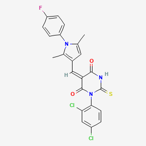 molecular formula C23H16Cl2FN3O2S B5760831 1-(2,4-dichlorophenyl)-5-{[1-(4-fluorophenyl)-2,5-dimethyl-1H-pyrrol-3-yl]methylene}-2-thioxodihydro-4,6(1H,5H)-pyrimidinedione 