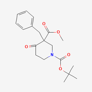 molecular formula C19H25NO5 B576086 1-叔丁基 3-甲基 3-苄基-4-氧代哌啶-1,3-二羧酸酯 CAS No. 193274-00-9