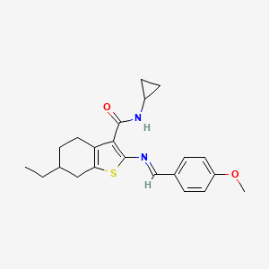 molecular formula C22H26N2O2S B5760879 N-cyclopropyl-6-ethyl-2-[(4-methoxybenzylidene)amino]-4,5,6,7-tetrahydro-1-benzothiophene-3-carboxamide 