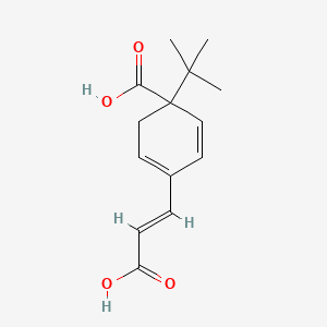 molecular formula C14H18O4 B576091 4-[(E)-2-Carboxyvinyl]-1-(2-methyl-2-propanyl)-2,4-cyclohexadiene-1-carboxylic acid CAS No. 159675-91-9
