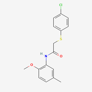 molecular formula C16H16ClNO2S B5760914 2-[(4-chlorophenyl)thio]-N-(2-methoxy-5-methylphenyl)acetamide 