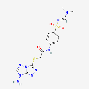 molecular formula C14H17N9O3S2 B5761246 2-[(7-amino-7H-[1,2,4]triazolo[4,3-b][1,2,4]triazol-3-yl)thio]-N-[4-({[(dimethylamino)methylene]amino}sulfonyl)phenyl]acetamide 