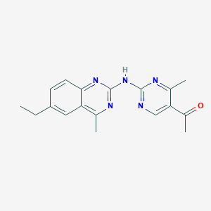 molecular formula C18H19N5O B5761282 1-{2-[(6-ethyl-4-methyl-2-quinazolinyl)amino]-4-methyl-5-pyrimidinyl}ethanone 