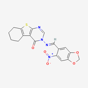 molecular formula C18H14N4O5S B5761295 3-{[(6-nitro-1,3-benzodioxol-5-yl)methylene]amino}-5,6,7,8-tetrahydro[1]benzothieno[2,3-d]pyrimidin-4(3H)-one 
