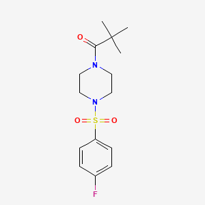 molecular formula C15H21FN2O3S B5761339 1-(2,2-dimethylpropanoyl)-4-[(4-fluorophenyl)sulfonyl]piperazine 