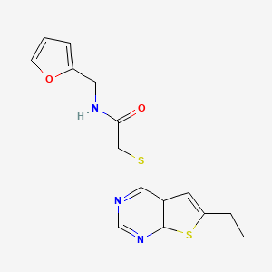molecular formula C15H15N3O2S2 B5761342 2-[(6-ethylthieno[2,3-d]pyrimidin-4-yl)thio]-N-(2-furylmethyl)acetamide 