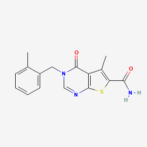 molecular formula C16H15N3O2S B5761371 5-methyl-3-(2-methylbenzyl)-4-oxo-3,4-dihydrothieno[2,3-d]pyrimidine-6-carboxamide 