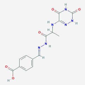 4-(2-{2-[(3,5-dioxo-2,3,4,5-tetrahydro-1,2,4-triazin-6-yl)amino]propanoyl}carbonohydrazonoyl)benzoic acid
