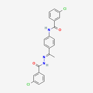 molecular formula C22H17Cl2N3O2 B5761416 3-chloro-N-{4-[N-(3-chlorobenzoyl)ethanehydrazonoyl]phenyl}benzamide 