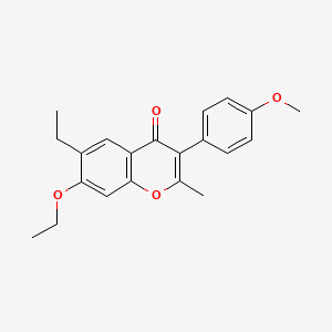 molecular formula C21H22O4 B5761426 7-ethoxy-6-ethyl-3-(4-methoxyphenyl)-2-methyl-4H-chromen-4-one 