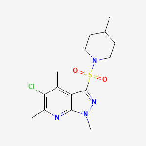 5-chloro-1,4,6-trimethyl-3-[(4-methylpiperidin-1-yl)sulfonyl]-1H-pyrazolo[3,4-b]pyridine
