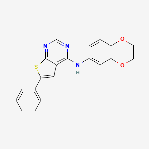 molecular formula C20H15N3O2S B5761478 N-(2,3-dihydro-1,4-benzodioxin-6-yl)-6-phenylthieno[2,3-d]pyrimidin-4-amine 