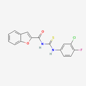 molecular formula C16H10ClFN2O2S B5761512 N-{[(3-chloro-4-fluorophenyl)amino]carbonothioyl}-1-benzofuran-2-carboxamide 