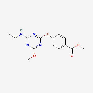 molecular formula C14H16N4O4 B5761571 methyl 4-{[4-(ethylamino)-6-methoxy-1,3,5-triazin-2-yl]oxy}benzoate 