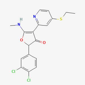 molecular formula C18H16Cl2N2O2S B576162 2-(3,4-Dichlorophenyl)-4-(4-ethylsulfanylpyridin-2-yl)-5-(methylamino)furan-3-one CAS No. 187592-23-0