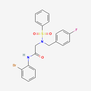 molecular formula C21H18BrFN2O3S B5761622 N~1~-(2-bromophenyl)-N~2~-(4-fluorobenzyl)-N~2~-(phenylsulfonyl)glycinamide 