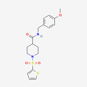 molecular formula C18H22N2O4S2 B5761661 N-(4-methoxybenzyl)-1-(2-thienylsulfonyl)-4-piperidinecarboxamide 
