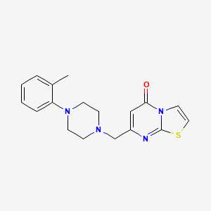 molecular formula C18H20N4OS B5761665 7-{[4-(2-methylphenyl)-1-piperazinyl]methyl}-5H-[1,3]thiazolo[3,2-a]pyrimidin-5-one 