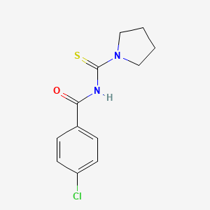 molecular formula C12H13ClN2OS B5761684 4-chloro-N-(1-pyrrolidinylcarbonothioyl)benzamide 