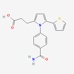 molecular formula C18H16N2O3S B5761763 3-[1-[4-(aminocarbonyl)phenyl]-5-(2-thienyl)-1H-pyrrol-2-yl]propanoic acid 