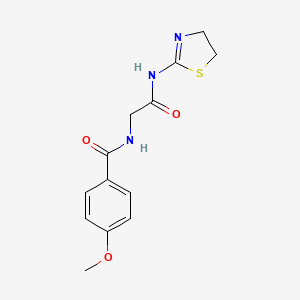 molecular formula C13H15N3O3S B5761800 N-[(4,5-Dihydro-thiazol-2-ylcarbamoyl)-methyl]-4-methoxy-benzamide 