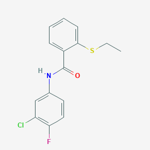 molecular formula C15H13ClFNOS B5761812 N-(3-chloro-4-fluorophenyl)-2-(ethylthio)benzamide 