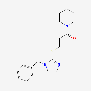 molecular formula C18H23N3OS B5761880 1-{3-[(1-benzyl-1H-imidazol-2-yl)thio]propanoyl}piperidine 