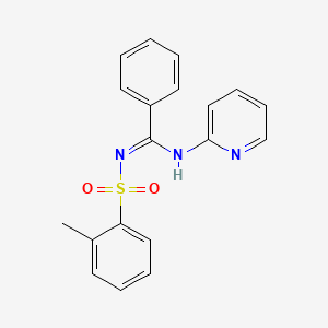 molecular formula C19H17N3O2S B5761886 N'-[(2-methylphenyl)sulfonyl]-N-2-pyridinylbenzenecarboximidamide 