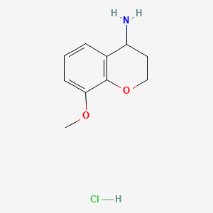 molecular formula C10H14ClNO2 B576195 8-methoxy-3,4-dihydro-2H-1-benzopyran-4-amine hydrochloride CAS No. 191608-35-2