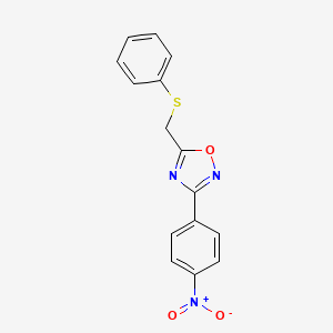 molecular formula C15H11N3O3S B5762133 3-(4-nitrophenyl)-5-[(phenylthio)methyl]-1,2,4-oxadiazole 