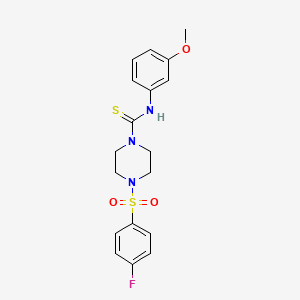 molecular formula C18H20FN3O3S2 B5762147 4-[(4-fluorophenyl)sulfonyl]-N-(3-methoxyphenyl)-1-piperazinecarbothioamide 