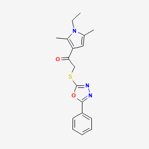 molecular formula C18H19N3O2S B5762162 1-(1-ethyl-2,5-dimethyl-1H-pyrrol-3-yl)-2-[(5-phenyl-1,3,4-oxadiazol-2-yl)thio]ethanone 