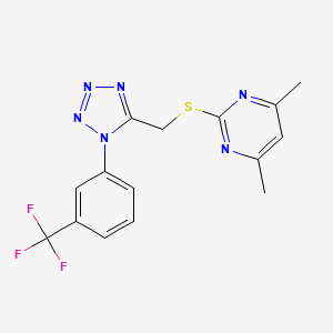 molecular formula C15H13F3N6S B5762166 4,6-dimethyl-2-[({1-[3-(trifluoromethyl)phenyl]-1H-tetrazol-5-yl}methyl)thio]pyrimidine 