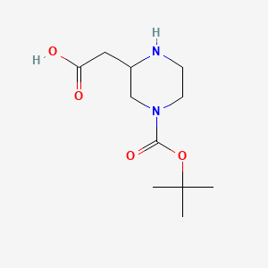 molecular formula C11H20N2O4 B576236 2-(4-(叔丁氧羰基)哌嗪-2-基)乙酸 CAS No. 183591-72-2