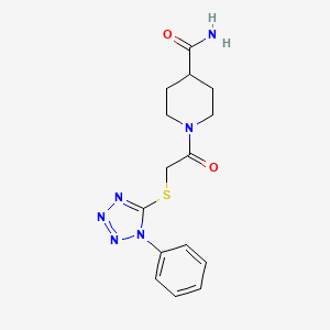 molecular formula C15H18N6O2S B5762427 1-{[(1-phenyl-1H-tetrazol-5-yl)thio]acetyl}-4-piperidinecarboxamide 