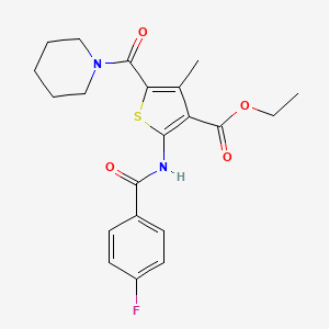 molecular formula C21H23FN2O4S B5762516 ethyl 2-[(4-fluorobenzoyl)amino]-4-methyl-5-(1-piperidinylcarbonyl)-3-thiophenecarboxylate 