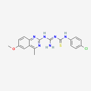 molecular formula C18H17ClN6OS B5762521 N-(4-chlorophenyl)-N'-{imino[(6-methoxy-4-methyl-2-quinazolinyl)amino]methyl}thiourea 